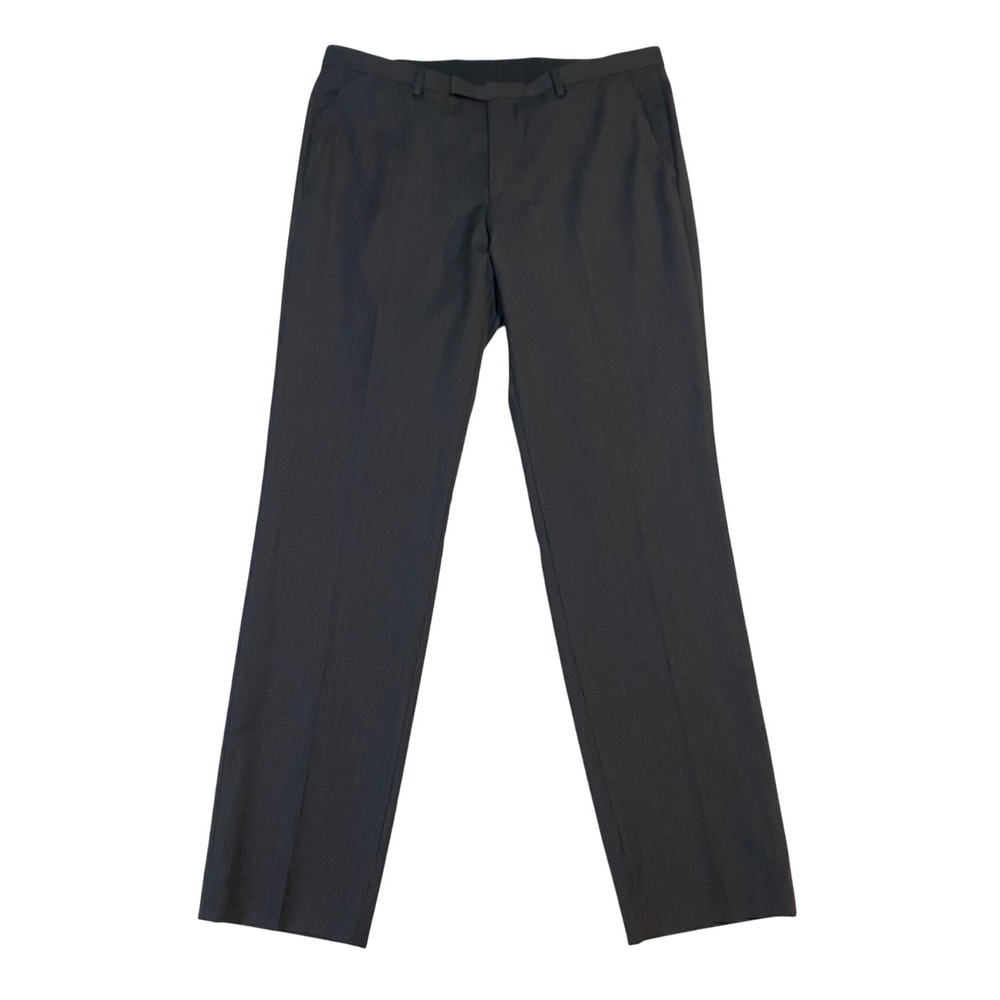 Hugo Boss Mens 42R Johnstons1/Lenon Virgin Wool Dress Pants Charcoal Grey